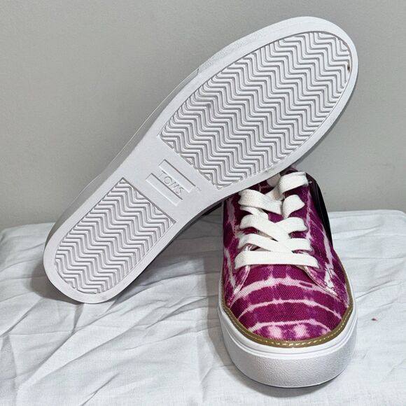 TOMS Women Alex Fuchsia Rose Batik Canvas Lace Up Sneakers Shoes Size 9 Casual - Picture 4 of 7